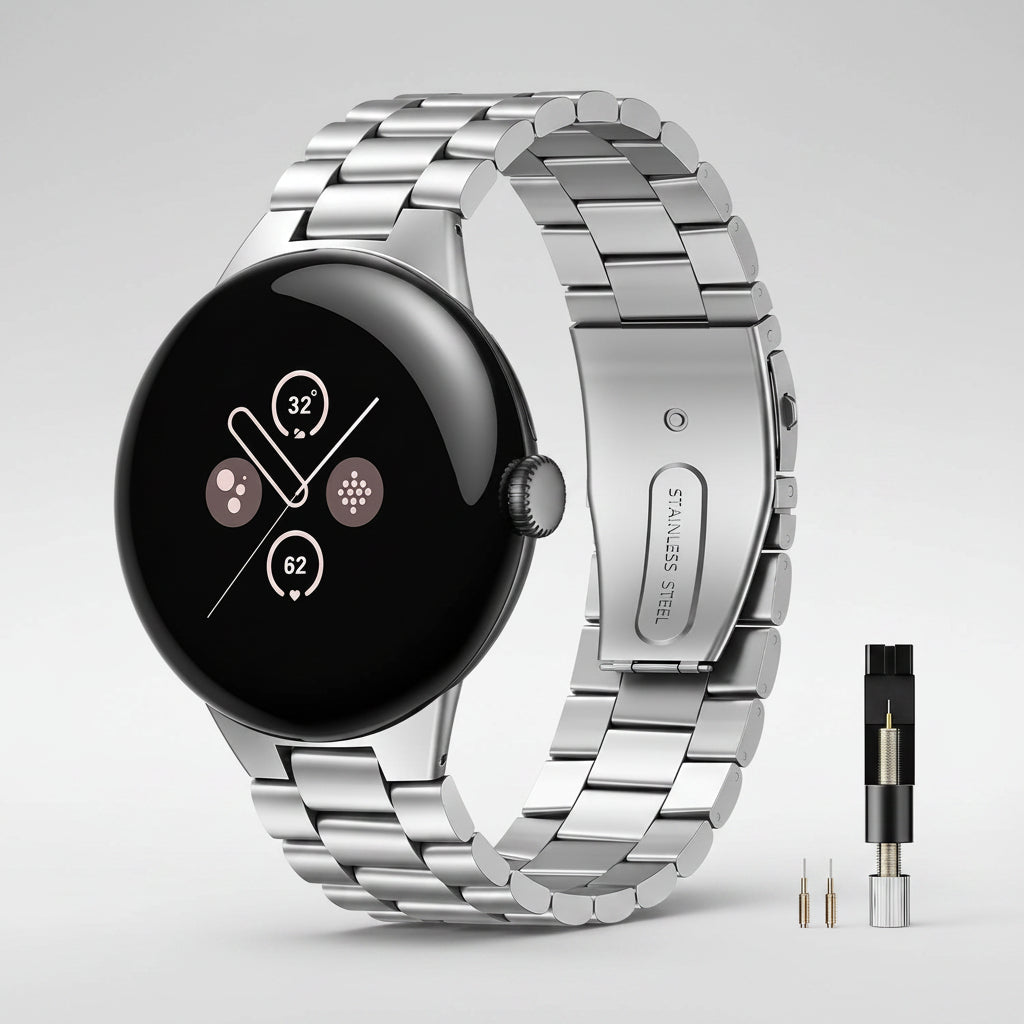 Metal Band Compatible for Google Pixel Watch 4(2025)/3 45Mm 41Mm Band, No Gap, Men Business Stainless Steel Adjustable Wristband Replacement Strap for Pixel Watch 4/3/2/1